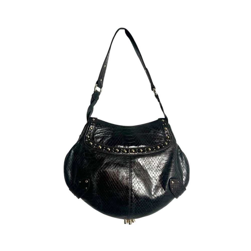 ๐ COLE HAAN Dark Dark Brown Embossed Leather Hobo Bag ๐ - Picture 6 of 14